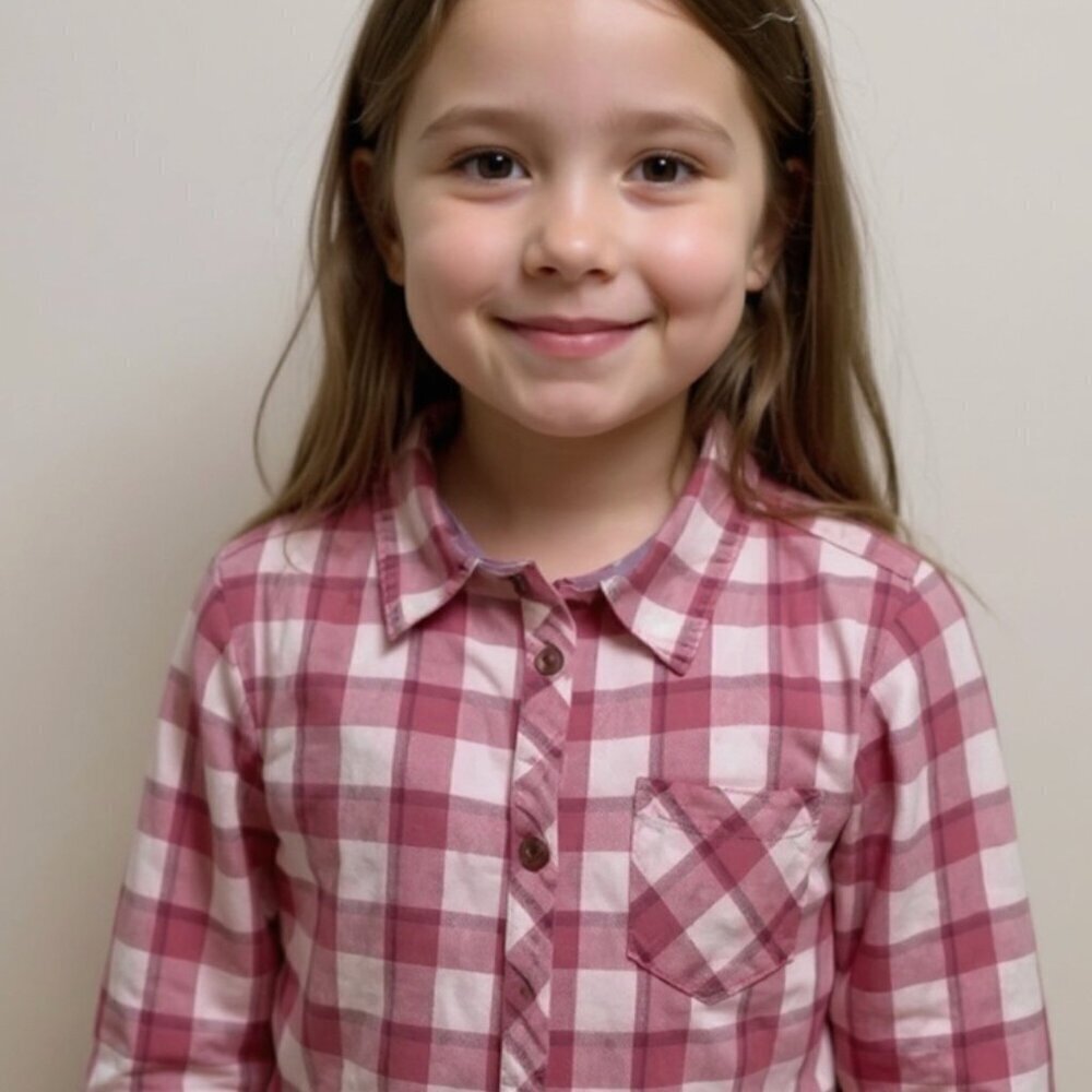 Zara Girl's Button Up Shirt Size 4-5 Pink White
